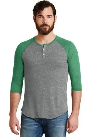 DISCONTINUED Alternative Eco-Jersey 3/4-Sleeve Raglan Henley. AA1989