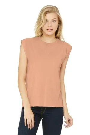 DISCONTINUED BELLA+CANVAS  Women's Flowy Muscle Tee With Rolled Cuffs. BC8804