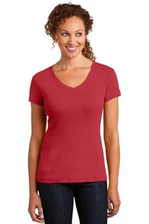 DISCONTINUED District Made Ladies Mini Rib V-Neck Tee. DM401