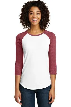 DISCONTINUED District Women's Fitted Very Important Tee 3/4-Sleeve Raglan. DT6211