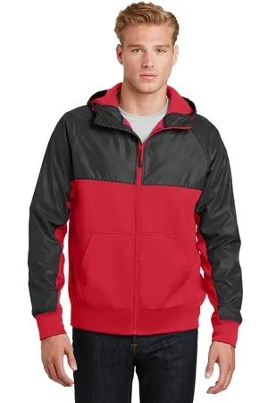 DISCONTINUED Sport-Tek Embossed Hybrid Full-Zip Hooded Jacket. JST50