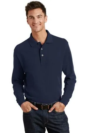 DISCONTINUED Port Authority Long Sleeve Heavyweight Cotton Pique Polo. K320