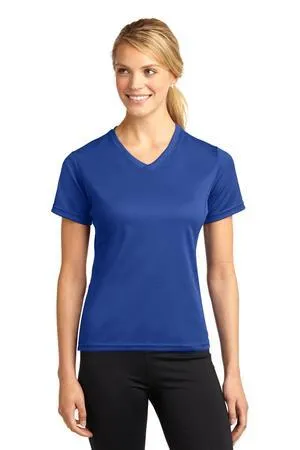DISCONTINUED Sport-Tek Dri-Mesh Ladies V-Neck T-Shirt.  L468V