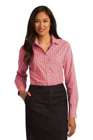 Port Authority Ladies Long Sleeve Gingham Easy Care Shirt. L654