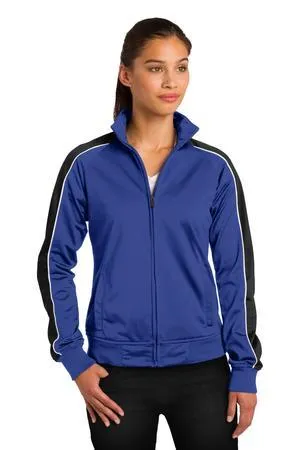 DISCONTINUED Sport-Tek Ladies Piped Tricot Track Jacket. LST92