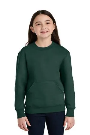 Port & Co Youth Core Fleece Crewneck Pocket Sweatshirt PC78YPKT