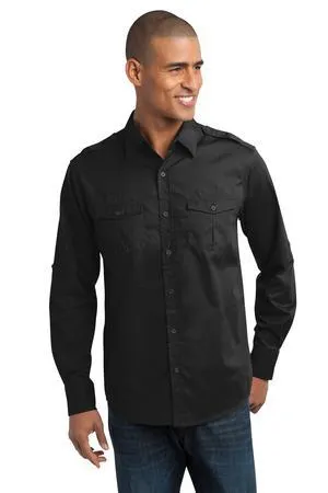 DISCONTINUED Port Authority Stain-Release Roll Sleeve Twill Shirt. S649