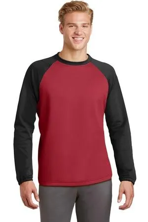 DISCONTINUED Sport-Tek Sport-Wick Raglan Colorblock Fleece Crewneck. ST242