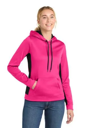 Sport-Tek Ladies Sport-Wick Fleece Colorblock Hooded Pullover. LST235