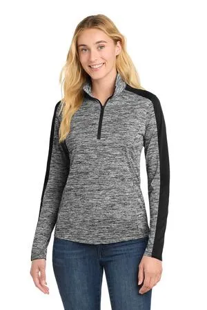 Sport-Tek Ladies PosiCharge Electric Heather Colorblock 1/4-Zip Pullover. LST397