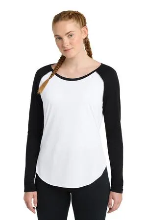 Sport-Tek  Ladies PosiCharge  Long Sleeve Tri-Blend Wicking Scoop Neck Raglan Tee LST400LS