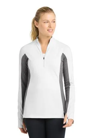 Sport-Tek Ladies Sport-Wick Stretch Contrast 1/4-Zip Pullover. LST854