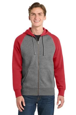 Sport-Tek Raglan Colorblock Full-Zip Hooded Fleece Jacket.  ST269