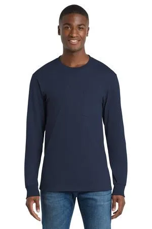 Port & Company - Long Sleeve Essential Pocket Tee.  PC61LSP