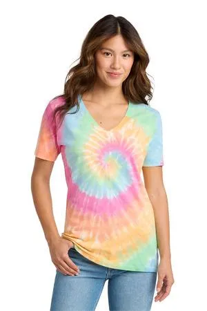 Port & Company Women's Tie-Dye V-Neck Tee.  LPC147V