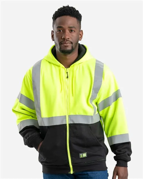 Hi-Vis Class 3 Color Block Full-Zip Hooded Sweatshirt