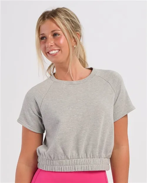 Women's French Terry Short Sleeve Cropped Crewneck Sweatshirt