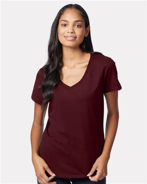 Hanes Ladies Perfect-T Cotton V-Neck T-Shirt. S04V