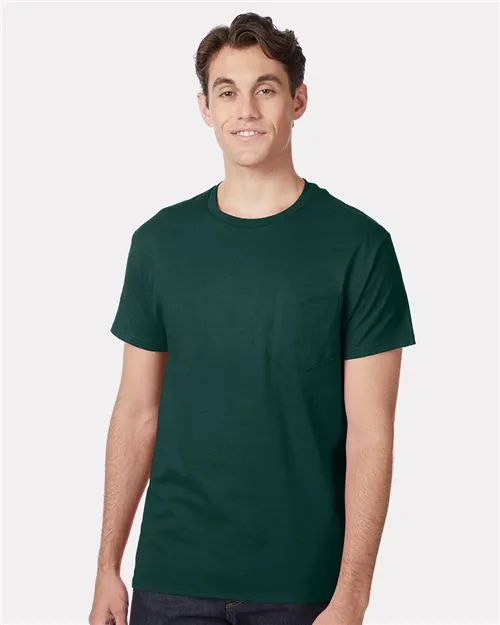 Hanes - Authentic 100%  Cotton T-Shirt with Pocket.  5590