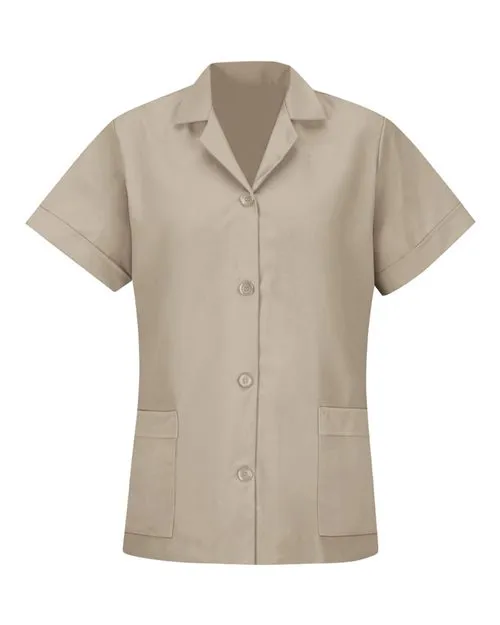Women's Loose Fit Short Sleeve Button Smock